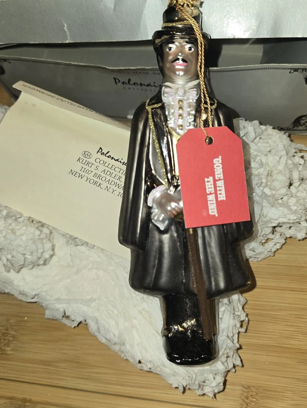 Kurt S Adler Polonaise RHETT BUTLER Gone With The Wind Glass Ornament VTG BoxTAG